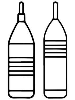 Ürün ambalajı veya soyut siyah-beyaz vektör sanatı için minimal şişe anahatları