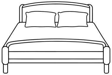 Modern ev mobilyaları ya da oda düzeni çizimleri için yastıklı çift katlı yatak.