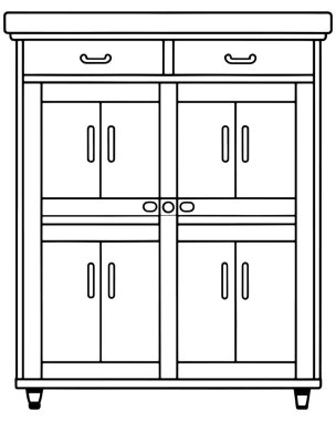 Mobilya dekorları için çekmeceler ve kapılar içeren ana hatlı bar illüstrasyonu