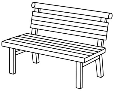 Parklar, umumi alanlar ya da bahçe temalı sanat eserleri için mükemmel ahşap bank çizimi