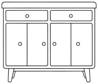 Minimalist credenza tasarımı ev dekorasyonu ve modern dekor çizimleri için idealdir.