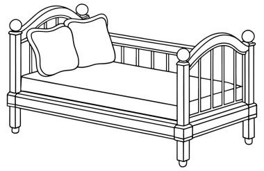 Yastık çizimi çocuk kitapları için ideal olan klasik gündüz yatağı mı yoksa rahat oda dekorasyonu mu?