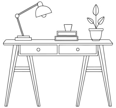 Lamba ve kitaplarla süslü masa verimlilik temalı tasarım görselleri için idealdir