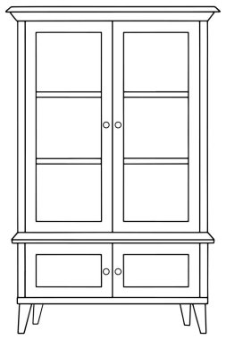 Klasik vitrin çizelgesi ev katalogu sahneleri ve mobilya çizimleri için mükemmel