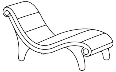 Sakin dekor temaları ve rahatlama tasarım projeleri için ideal bir şezlong tasarımı çizimi çizimi