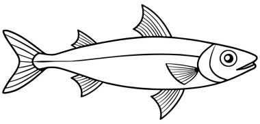Ançüez balığı basit sanatı deniz hayatı boyama sayfaları ve çocukların eğitici materyalleri için mükemmeldir.