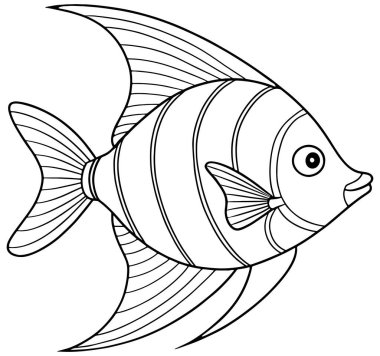 Yaratıcı okyanus kitapları ve deniz eğitimi çizimleri için ideal melek balığı çizimi.