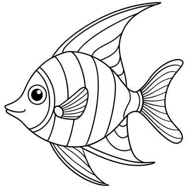 Melek balığı tasviri çocuklar için mükemmel deniz hayatı aktivite kitapları ve boyama sayfaları
