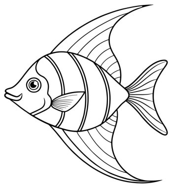 Şekillendirilmiş melek balığı yaratıcı renk içeriği ve çocukların okyanus öğrenimi için harika çizimler yapıyor.