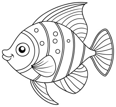 Okyanus boyama kitapları ve su altı projeleri için harika desenleri olan sevimli okçu balıkları.