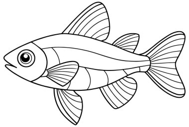 Danio balığı basit illüstrasyon eğlenceli boyama sayfaları ve deniz yaşamı eğitimsel tasarımları için idealdir