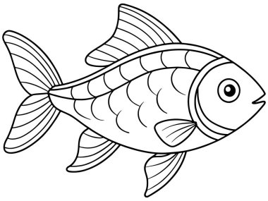 Lezzetli balık ana hatları deniz eğitimi kitapları ve eğlenceli su temalı renkli görseller için harikadır.