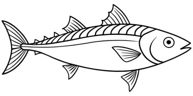 Uskumru balığının ana hatları çocuklar için çizim yapmak kitapları boyamak ve deniz hayatı resimlerini öğrenmek için harika.