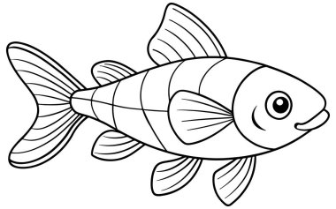 Balık ana hatlarını su temalı boyama kitapları ve yaratıcı öğrenme projeleri için ideal hale getir