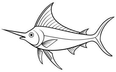 Kılıçbalığı zarif çizimi boyama kitapları ve deniz yaşamı çizimleri için mükemmeldir.