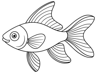 Mollyfish çizgi filmi deniz temalı çocuk kitapları ve eğitici boyama görselleri için harika.