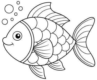 Baloncuklu pollock balığı çizgi filmi su altı eğitim kitapları ve deniz resimlerinde çok işe yarar.