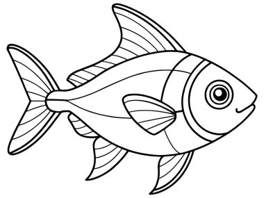 Okyanus temalı çocukların kitapları ve deniz eğitim projeleri için ideal Tetra balığı ana hatları