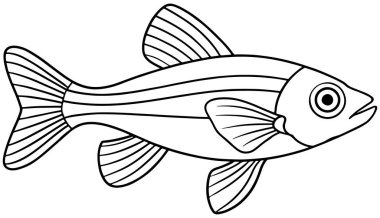 Zebrafish çizimi deniz temalı boyama kitapları ve okyanus öğrenme kaynakları için mükemmel.