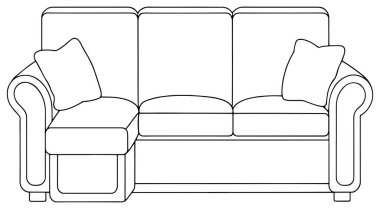 Bölgesel kanepe. Yastıklar modern ev tasarımları ve zarif oturma odası tasarımları için mükemmel.