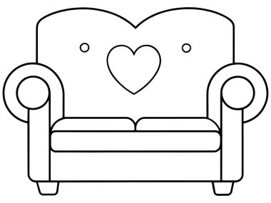 Rahat iç temalar ve ev dekorları için mükemmel bir kalp tasarımı koltuğu.