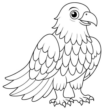 Basit kartal ana hatları siyah beyaz görkemli yırtıcı kuş renklendirici ve eğitici malzemeler için mükemmel