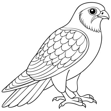 Yaratıcı renklendirme sayfaları ve kuş çalışma kaynakları için tasarlanmış siyah ve beyaz olarak ayrıntılı gökdoğan ana hatları çizimi