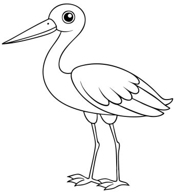 Çizgi film leyleği ana hatlarıyla siyah beyaz çiziyor. Uzun gagalı ve ince bacaklı. Çocukları boyamak ve öğrenmek için ideal.