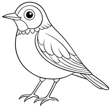 Şarkı söyleyen bir kuşun hoş siyah beyaz çizgisi. Boyama sayfaları ya da eğitici malzemeler için mükemmel. Neşeli duruşu ve basit şekli doğa ve vahşi yaşamı çağrıştırıyor..