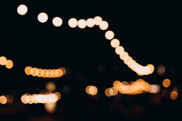 Decorative Outdoor String Lights Night Time Defocused Background Night City — Stock Photo, Image