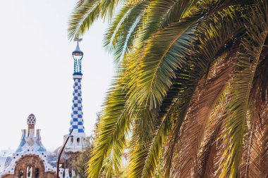 Barselona 'daki Park Guell manzarası. Seyahat ve turizm kavramı