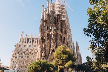 İspanya, BARCELONA, 12 Ekim 2022 Barselona 'daki La Sagrada Familia Tapınağı' nın İsa 'nın Doğuş cephesi
