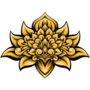 Endonezya usulü beyaz arka planda izole edilmiş klasik altın vektör süsü. Endonezya Bali tarzı süs.