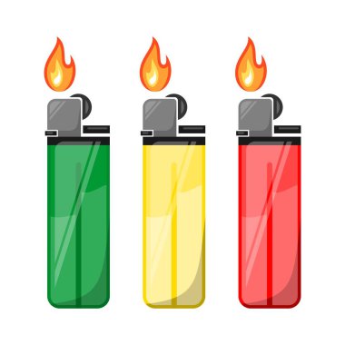 Şeffaf Vektör Gaz Çakmağı ve Alevli Ateşleme. Simgeler, Semboller, Tasarımlar ve Fikirler için Şeffaf Arkaplan ile çağdaş Işık Grafiği. Bir Işık Doğalgazının Premium Vektör İllüstrasyonu.