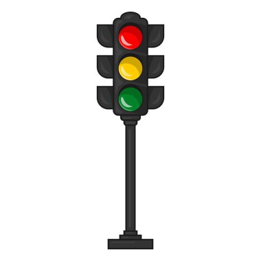 Simge, işaret, logo ve sembol için düz çizgi film illüstrasyonunda beyaz şeffaf arkaplan üzerinde izole edilmiş Trafik Işığı Sinyali grafiğini durdur.