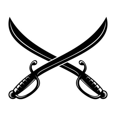 Çapraz kılıçlar logo etiket işareti vektör illüstrasyonu için beyaz arkaplan tasarımı elementinde izole edildi