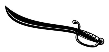 Düz dizayn edilmiş Arap, korsan ve cellat kılıçlarının vektör siluetleri beyaz arka planda izole edilmiş..