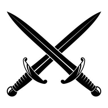 Çapraz kılıçlar logo etiket işareti vektör illüstrasyonu için beyaz arkaplan tasarımı elementinde izole edildi