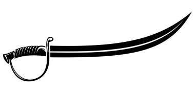 Düz dizayn edilmiş Arap, korsan ve cellat kılıçlarının vektör siluetleri beyaz arka planda izole edilmiş..