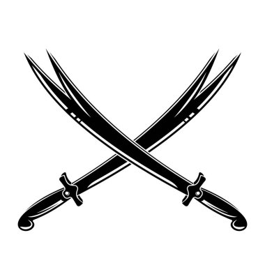 Çapraz kılıçlar logo etiket işareti vektör illüstrasyonu için beyaz arkaplan tasarımı elementinde izole edildi