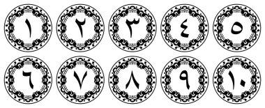 Birinci sınıf sınır dekorasyonlu Arapça rakamlar. Çizim vektörü. Şeffaf arka plan. ihtiyaçlarınız için kullanabilirsiniz.