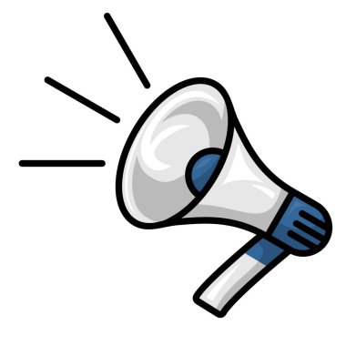 Reklam, pazarlama ve haber kavramlarını sembolize eden bir vektör megafonun tasviri.