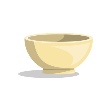 seramik kase vektör çizimi. Çizgi film düz tasarım. Copyspace beyaz arka planda temiz bir kase.