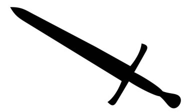 Düz dizayn edilmiş Arap, korsan ve cellat kılıçlarının vektör siluetleri beyaz arka planda izole edilmiş.