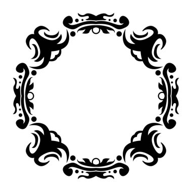 Dekoratif çerçeve Doğu tarzında tasarım için zarif vektör unsuru, metin için yer. Çiçekli siyah sınır. Davetiyeler ve tebrik kartları için dantelli illüstrasyon, lazer kesim ve oyma.