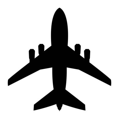 Jet avcı uçağı simgesi. Beyaz arka plan üzerinde izole vektör uçak siluet.