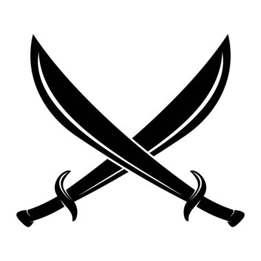 Çapraz kılıçlar logo etiket işareti vektör illüstrasyonu için beyaz arkaplan tasarımı elementinde izole edildi
