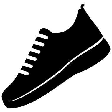 Düz Tasarım Spor Ayakkabıları Simge Vektör Şablonu beyaz arkaplanda izole edildi. Ayakkabı silueti. Semboller, simgeler, logolar, amblemler, rozetler vs. için uygun.