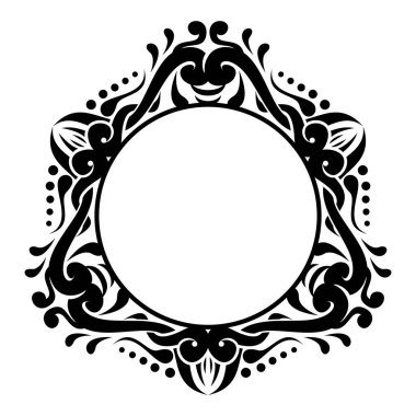 Dekoratif çerçeve Doğu tarzında tasarım için zarif vektör unsuru, metin için yer. Çiçekli siyah sınır. Davetiyeler ve tebrik kartları için dantelli illüstrasyon, lazer kesim ve oyma.