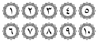 Birinci sınıf sınır dekorasyonlu Arapça rakamlar. Çizim vektörü. Şeffaf arka plan. ihtiyaçlarınız için kullanabilirsiniz.